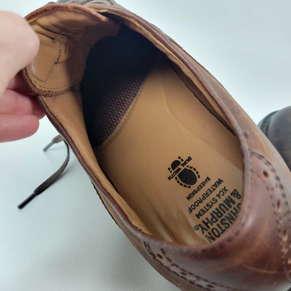 JOHNSTON & MURPHY Sheepskin Waterproof Dual Width Leather Oxford Sz 10.5